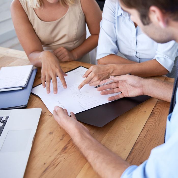 going over paperwork