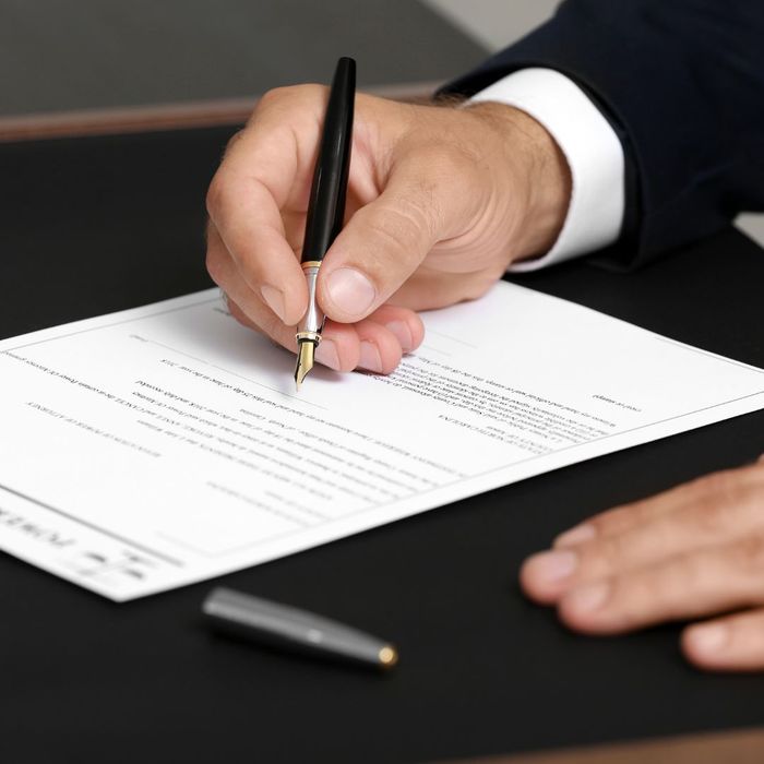 a lawyer writing on a document