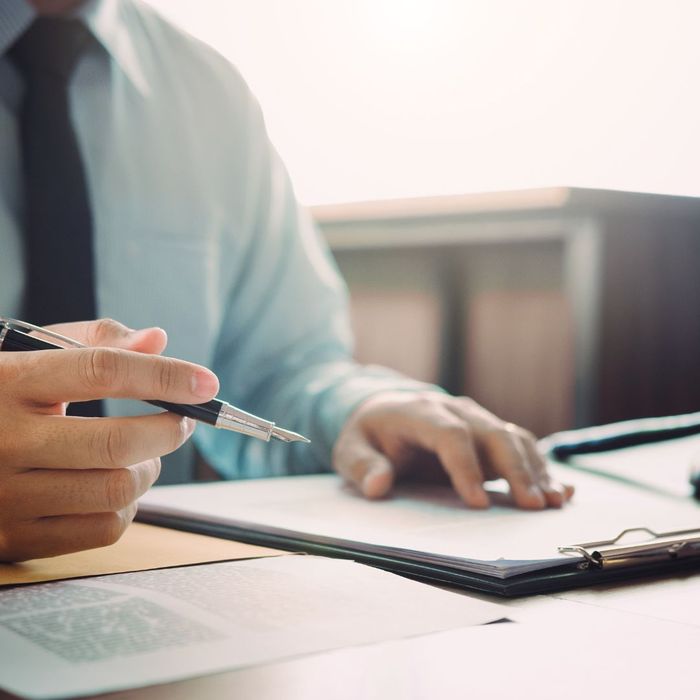 a lawyer working on paperwork